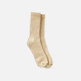 Unisex-Crew-Socken aus Baumwollmischung im Ragg-Look, überfärbt in Creme/Kaffee