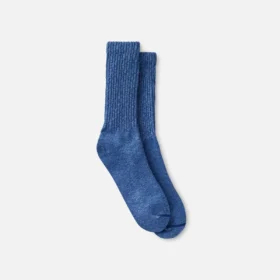Unisex-Crew-Socken aus Baumwollmischung im Ragg-Look in überfärbtem Marineblau/Blau