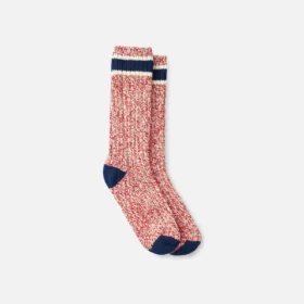 Unisex-Crew-Socken aus Wollmischung im Ragg-Stil in Rot/Marineblau